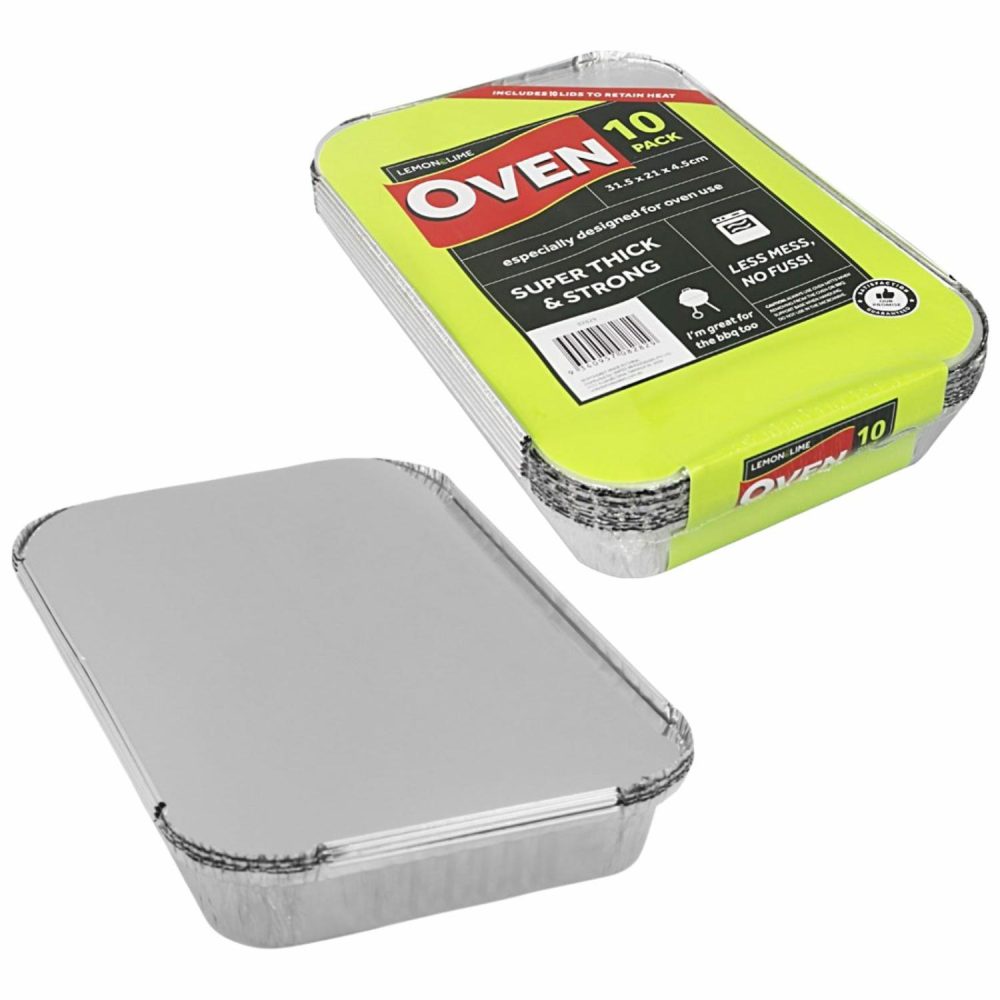 Storage & Containers | Foil Oven Trays With Lids 31.5Cm X 21Cm X 4.5Cm (Pack Of 10) Catering & Kitchen Storage & Containers