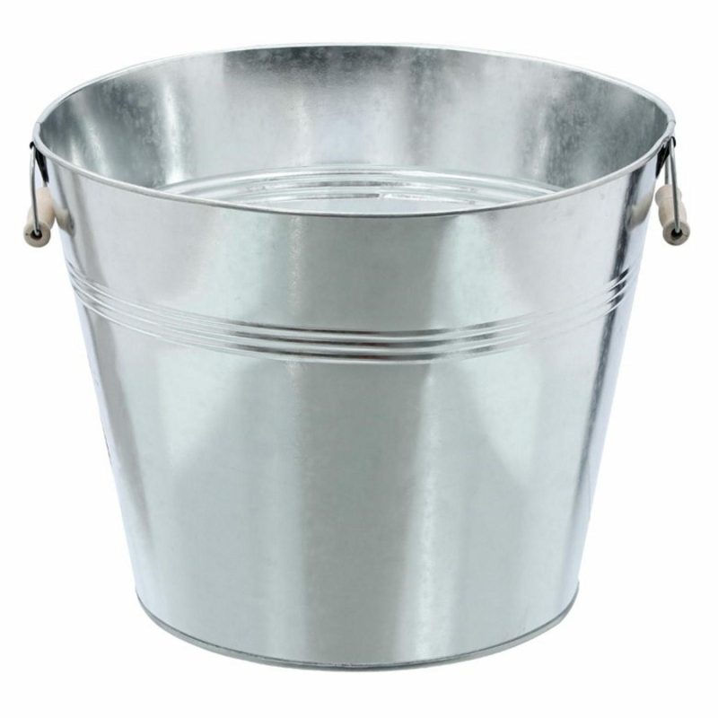 Storage & Containers | Galvanised Metal Ice Bucket With Wooden Handles 45L Catering & Kitchen Storage & Containers