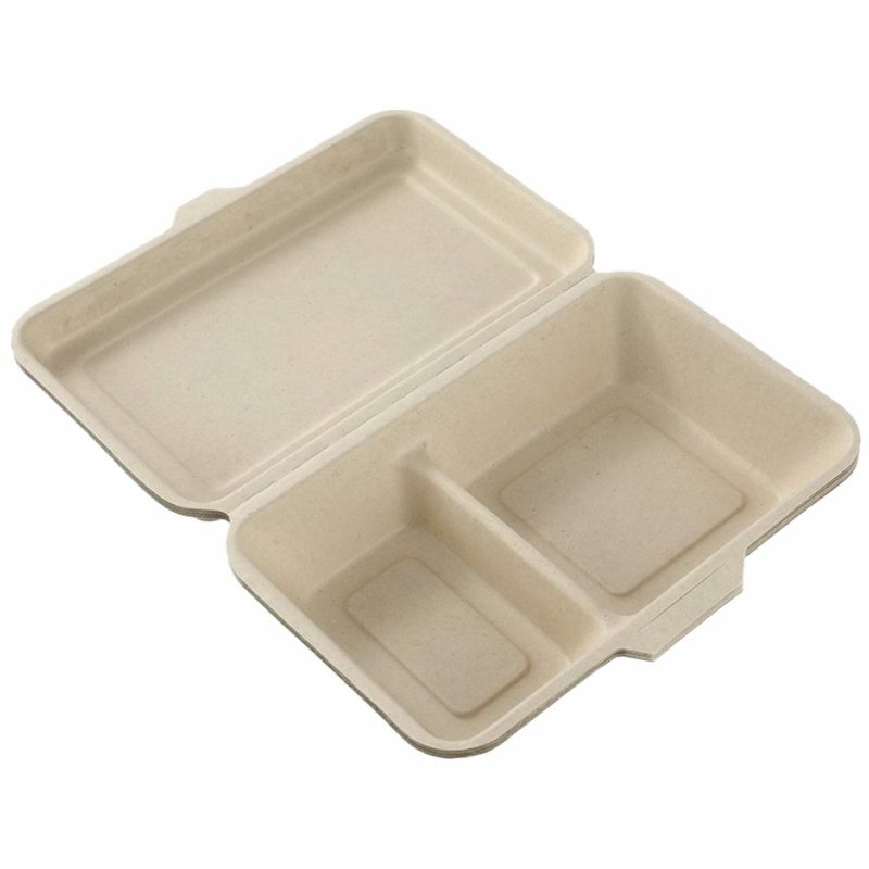 Storage & Containers | Natural Eco Sugarcane 1L Compartment Food Boxes 23.5Cm X 15.5Cm X 5Cm (Pack Of 5) Catering & Kitchen Storage & Containers