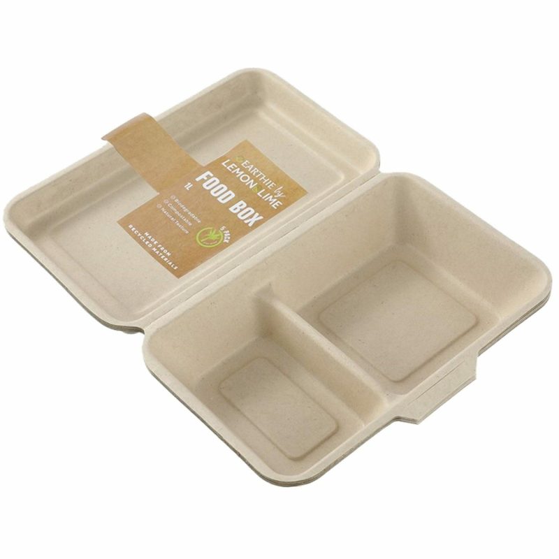 Storage & Containers | Natural Eco Sugarcane 1L Compartment Food Boxes 23.5Cm X 15.5Cm X 5Cm (Pack Of 5) Catering & Kitchen Storage & Containers