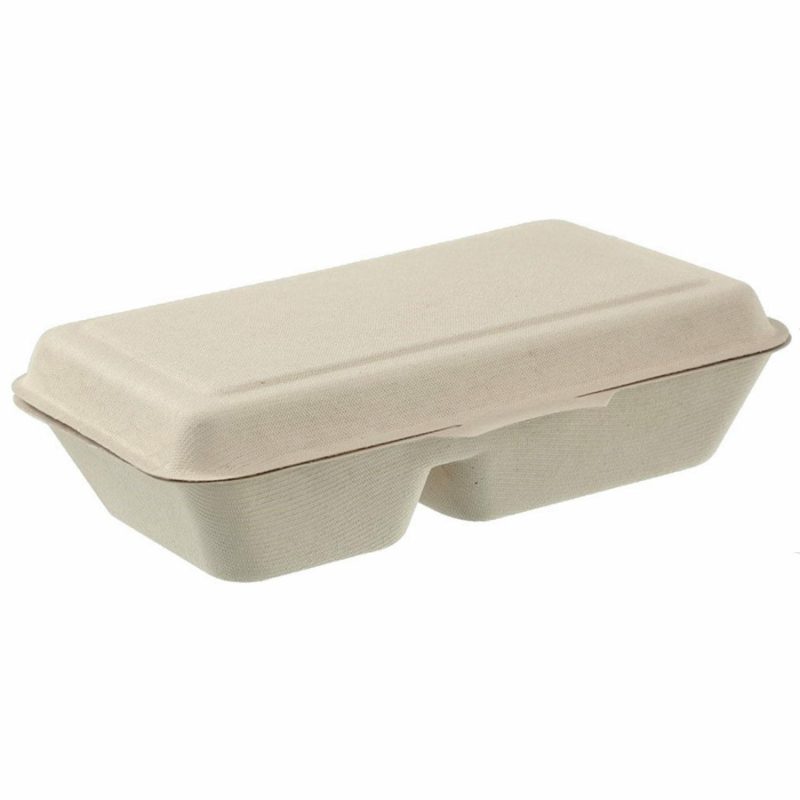 Storage & Containers | Natural Eco Sugarcane 1L Compartment Food Boxes 23.5Cm X 15.5Cm X 5Cm (Pack Of 5) Catering & Kitchen Storage & Containers