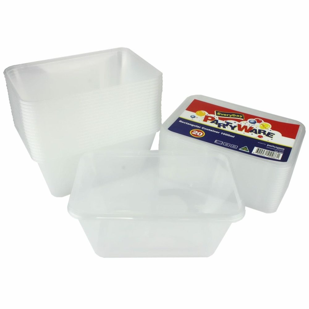 Storage & Containers | Plastic Food Containers With Lids 1000Ml (Pack Of 20) Catering & Kitchen Storage & Containers