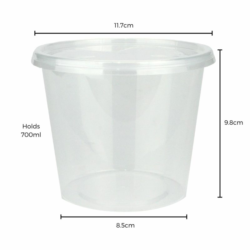 Storage & Containers | Plastic Round Takeaway Containers With Lids 700Ml (Pack Of 5) Catering & Kitchen Storage & Containers