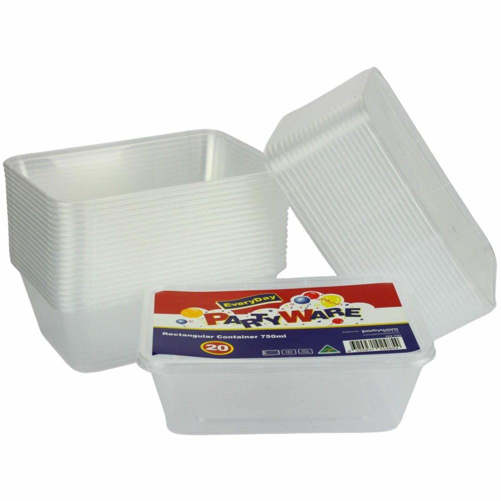 Storage & Containers | Plastic Takeaway Containers With Lids 750Ml (Pack Of 20) Catering & Kitchen Storage & Containers