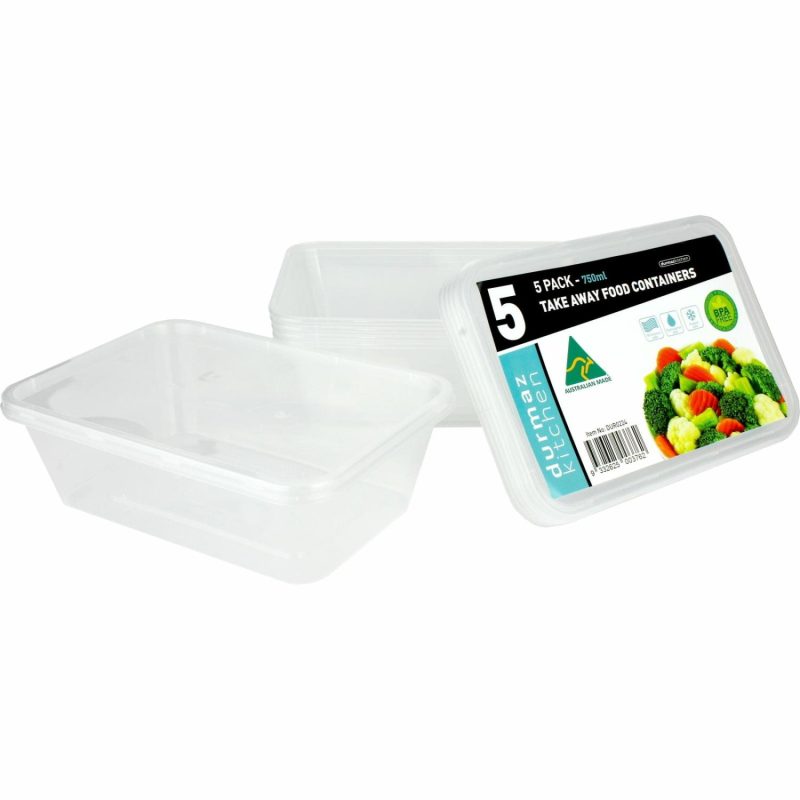 Storage & Containers | Plastic Takeaway Containers With Lids 750Ml (Pack Of 5) Catering & Kitchen Storage & Containers