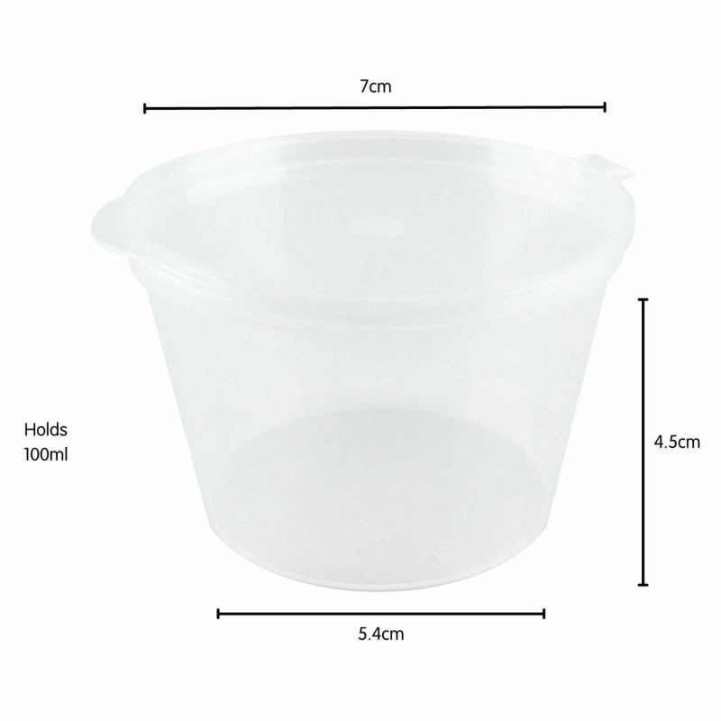 Storage & Containers | Sauce Containers With Hinged Lids 100Ml (Pack Of 16) Catering & Kitchen Storage & Containers