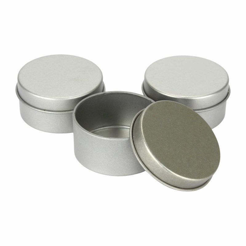 Storage & Containers | Silvertone Round Metal Tins With Lid 4.8Cm (Pack Of 3) Catering & Kitchen Storage & Containers