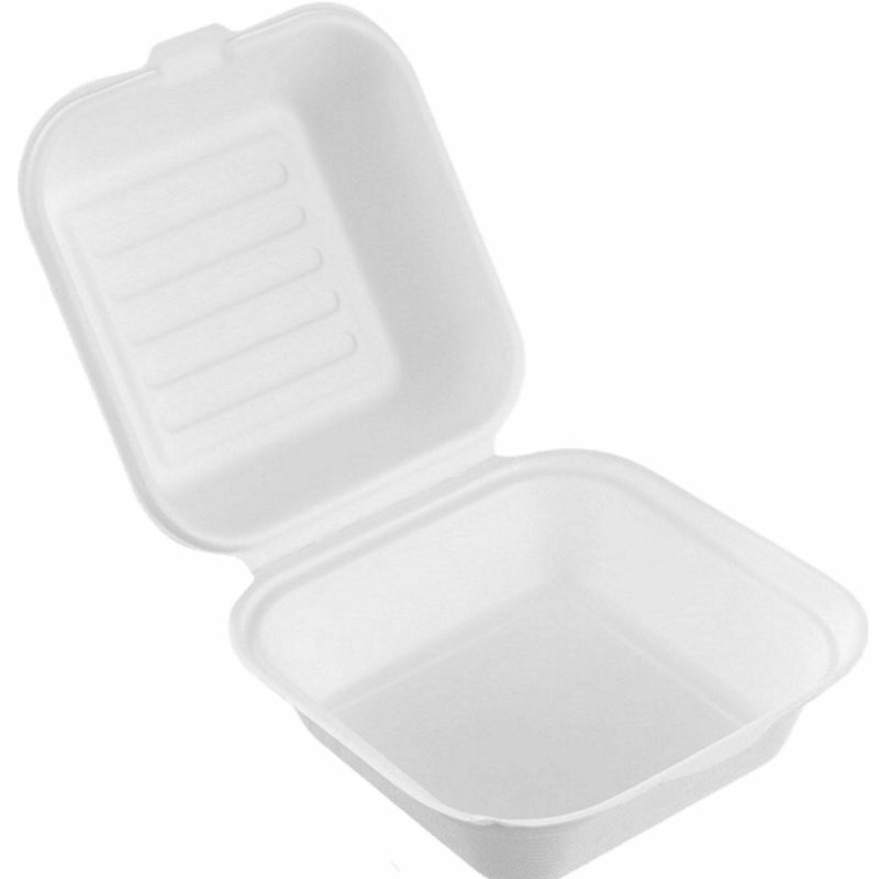 Storage & Containers | White Eco Sugarcane 450Ml Burger Boxes 14.5Cm X 4.5Cm  (Pack Of 6) Catering & Kitchen Storage & Containers