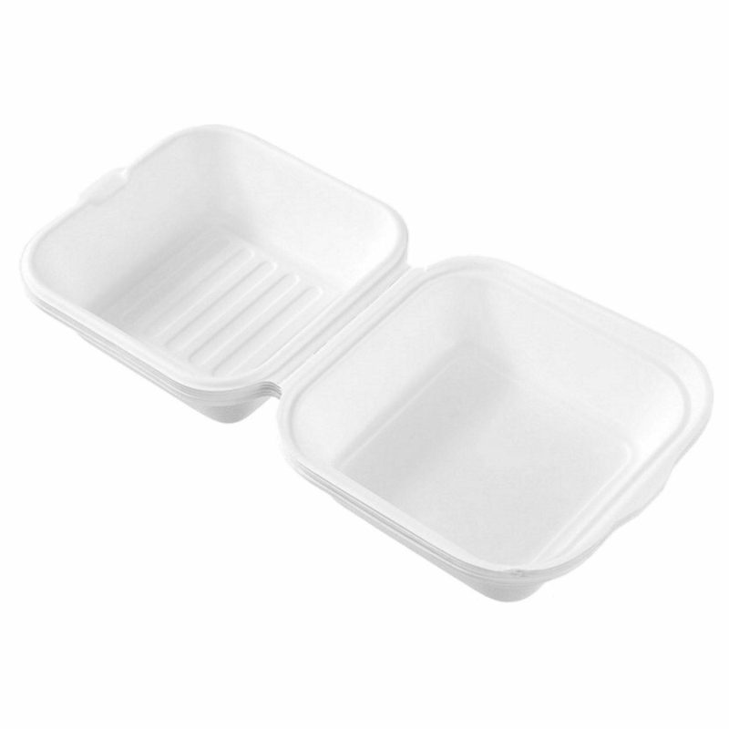 Storage & Containers | White Eco Sugarcane 450Ml Burger Boxes 14.5Cm X 4.5Cm  (Pack Of 6) Catering & Kitchen Storage & Containers