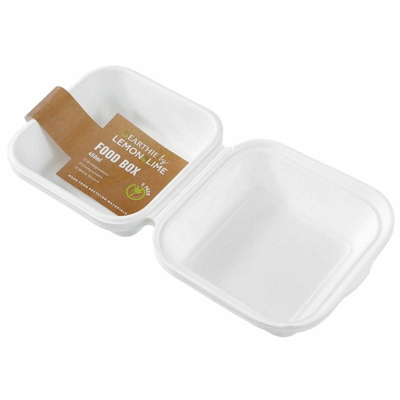 Storage & Containers | White Eco Sugarcane 450Ml Burger Boxes 14.5Cm X 4.5Cm  (Pack Of 6) Catering & Kitchen Storage & Containers