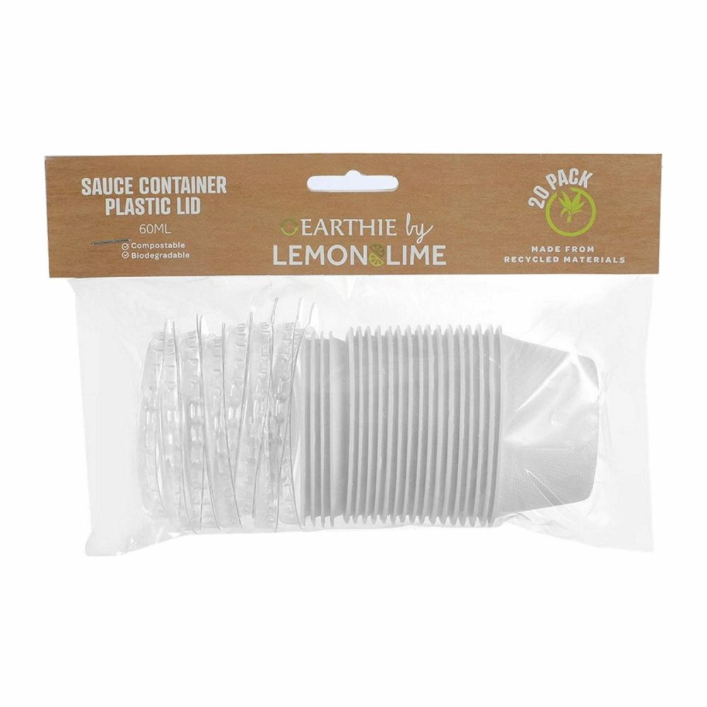 Storage & Containers | White Eco Sugarcane Sauce Container With Plastic Lid 60Ml (Pack Of 20) Catering & Kitchen Storage & Containers