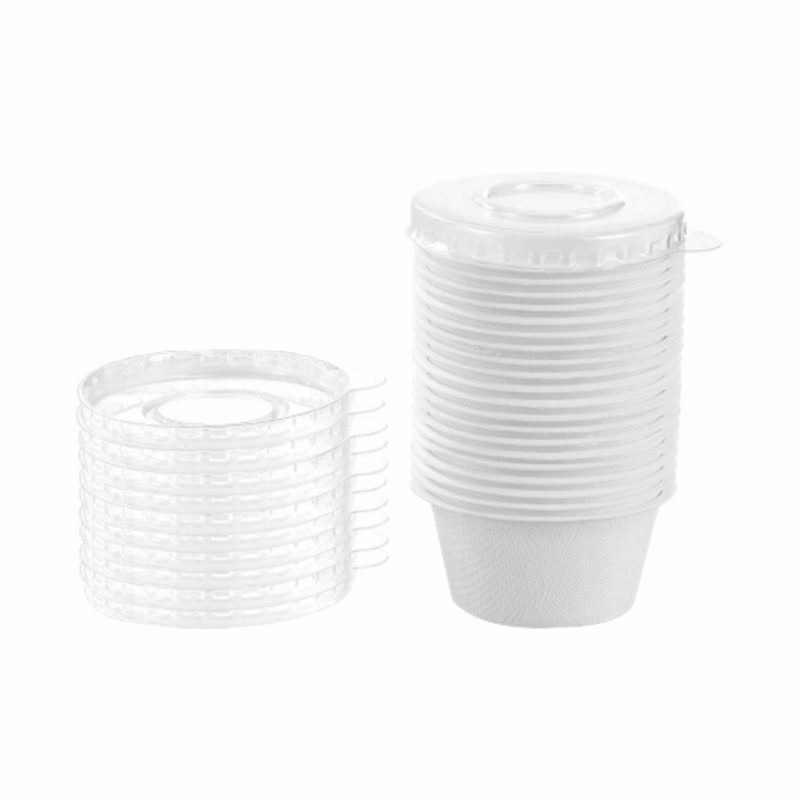 Storage & Containers | White Eco Sugarcane Sauce Container With Plastic Lid 60Ml (Pack Of 20) Catering & Kitchen Storage & Containers