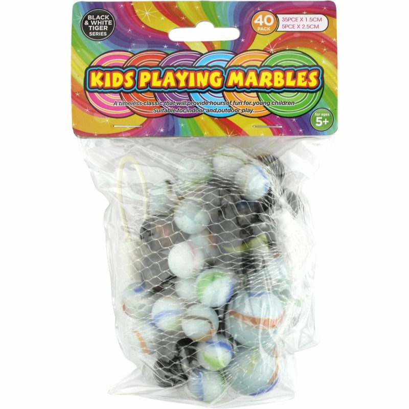 Toys | Black & White Tiger Marbles (Pack Of 40) Toys Toys