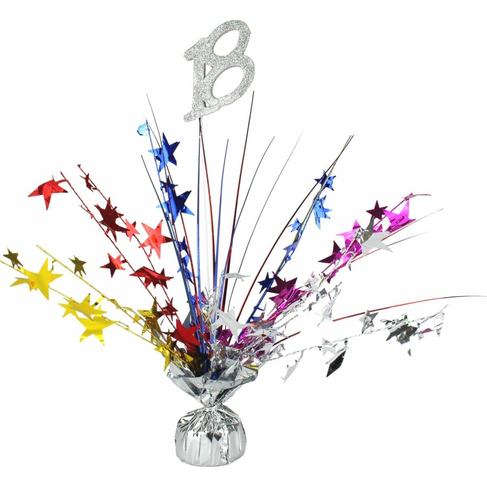 Weights, Sticks & Accessories | 18Th Birthday Multicoloured Star Spray Centrepiece Balloons Weights, Sticks & Accessories