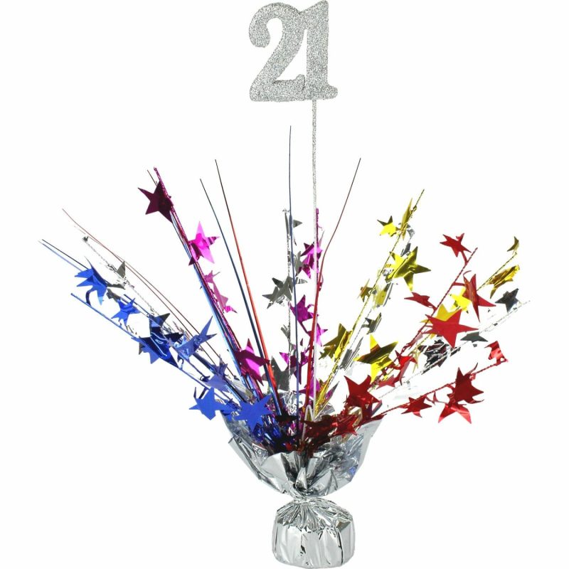 Weights, Sticks & Accessories | 21St Birthday Multicoloured Star Spray Centrepiece Balloons Weights, Sticks & Accessories