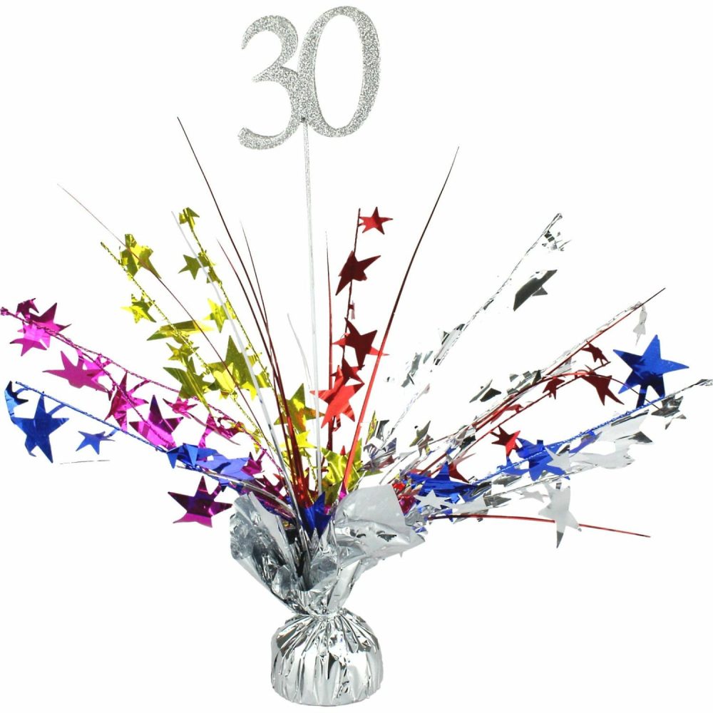 Weights, Sticks & Accessories | 30Th Birthday Multicoloured Star Spray Centrepiece Balloons Weights, Sticks & Accessories