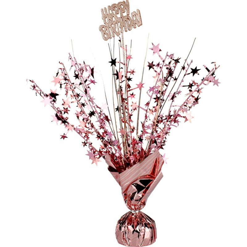 Weights, Sticks & Accessories | Happy Birthday Rose Gold Star Foil Spray Centrepiece Balloons Weights, Sticks & Accessories