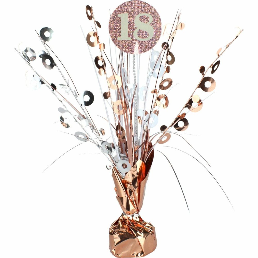 Weights, Sticks & Accessories | Prismatic Rose Gold And White 18Th Birthday Spray Centrepiece Balloons Weights, Sticks & Accessories