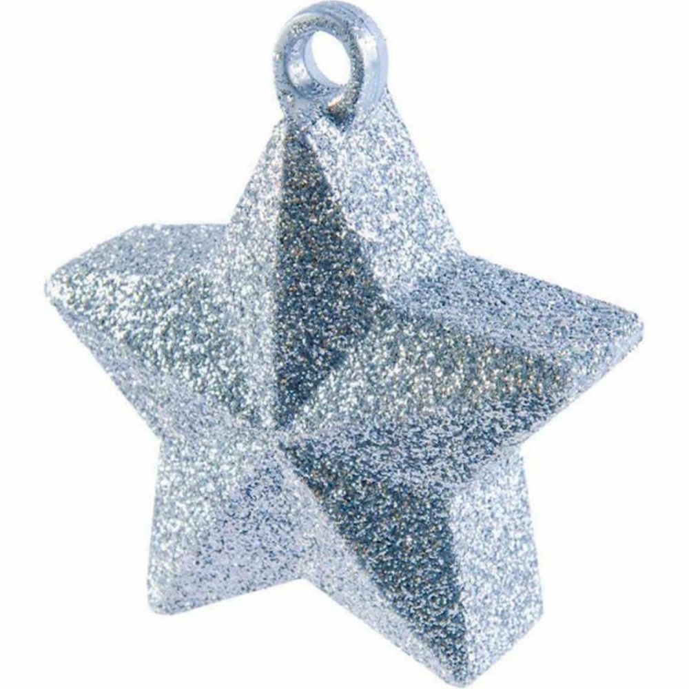 Weights, Sticks & Accessories | Star Silver Glitter Balloon Weight Balloons Weights, Sticks & Accessories