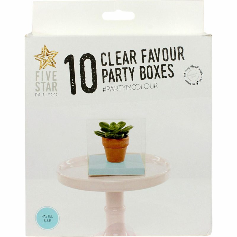 Cake Boards & Boxes | Clear And Pastel Blue Square Favour Boxes 8Cm (Pack Of 10) Baking & Cake Decorating Cake Boards & Boxes