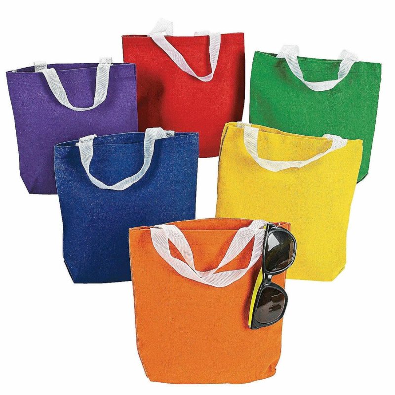 Party Bags | Bright Canvas Tote Bags Small (Pack Of 12) Gifts Party Bags