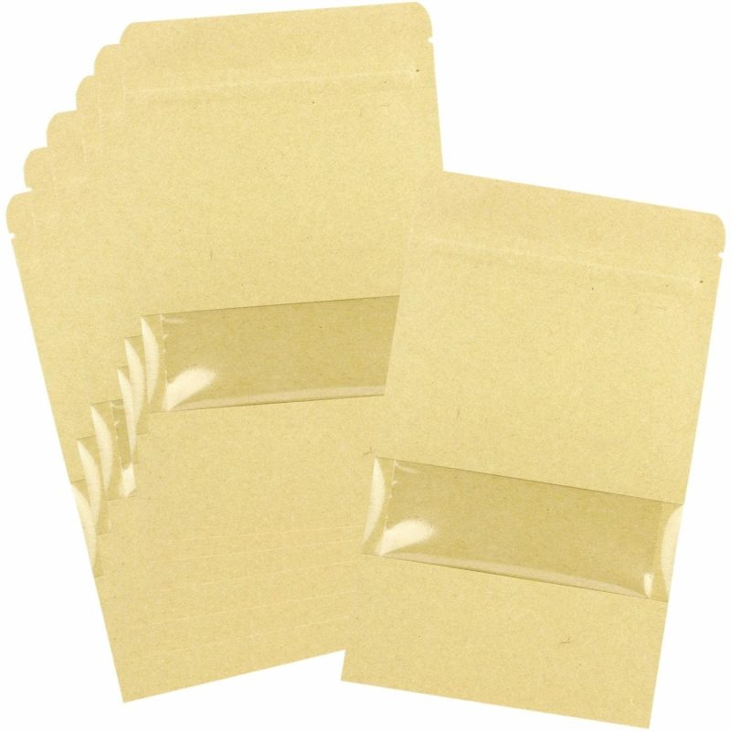 Party Bags | Brown Paper Resealable Bags With Windows 20Cm (Pack Of 7) Gifts Party Bags