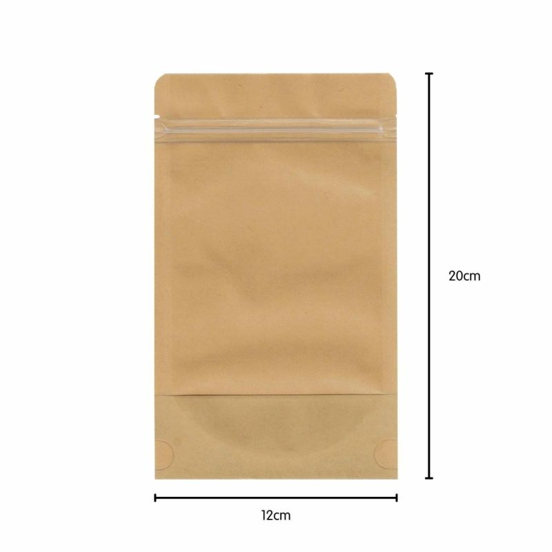 Party Bags | Brown Paper Resealable Bags With Windows 20Cm (Pack Of 7) Gifts Party Bags