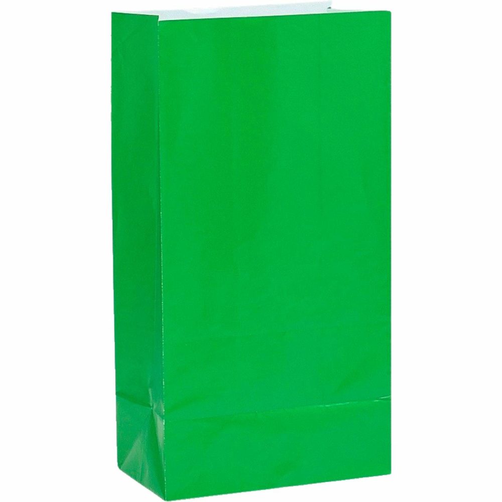 Party Bags | Green Paper Party Bags (Pack Of 12) Gifts Party Bags