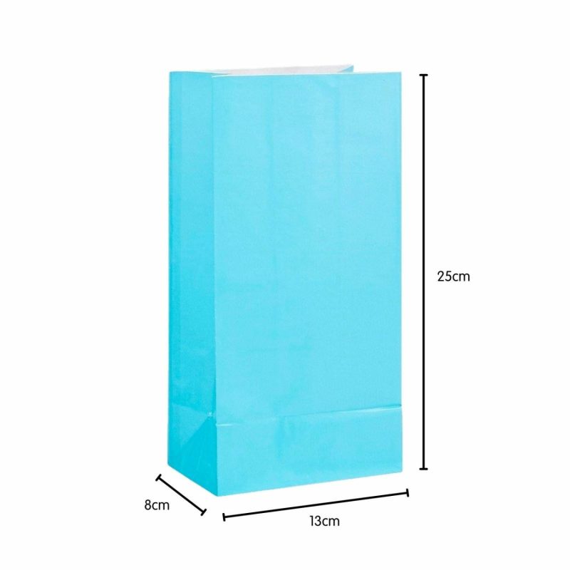 Party Bags | Light Blue Paper Party Bags (Pack Of 12) Gifts Party Bags