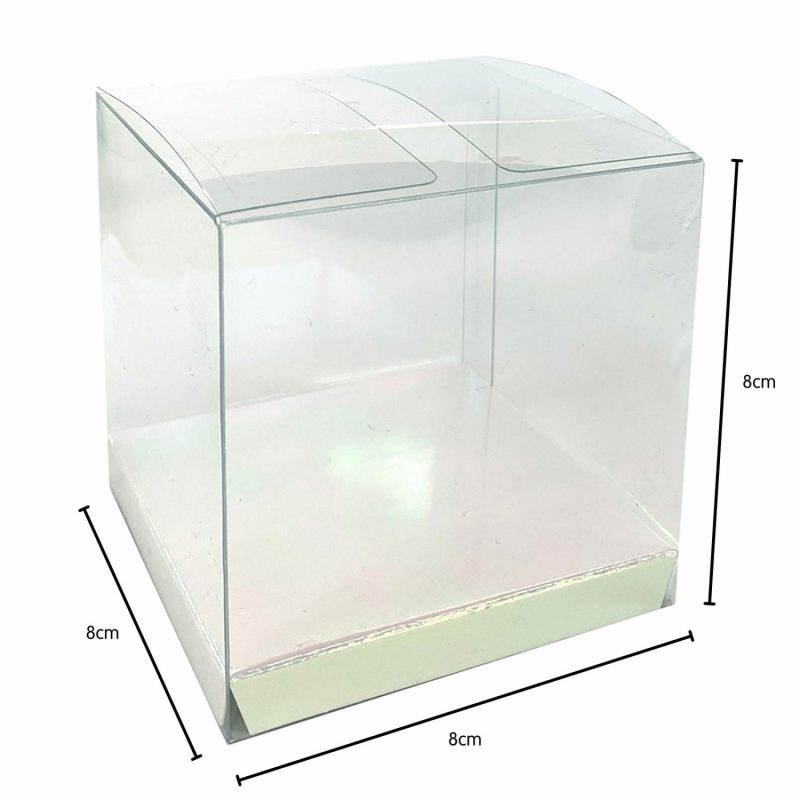 Party Boxes & Containers | Clear And Iridescent Square Favour Boxes 8Cm (Pack Of 10) Gifts Party Boxes & Containers