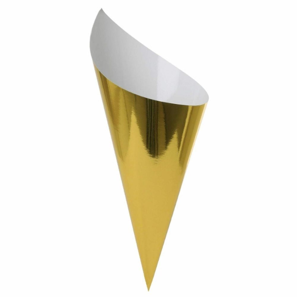 Party Boxes & Containers | Gold Metallic Paper Snack Cones (Pack Of 10) Gifts Party Boxes & Containers