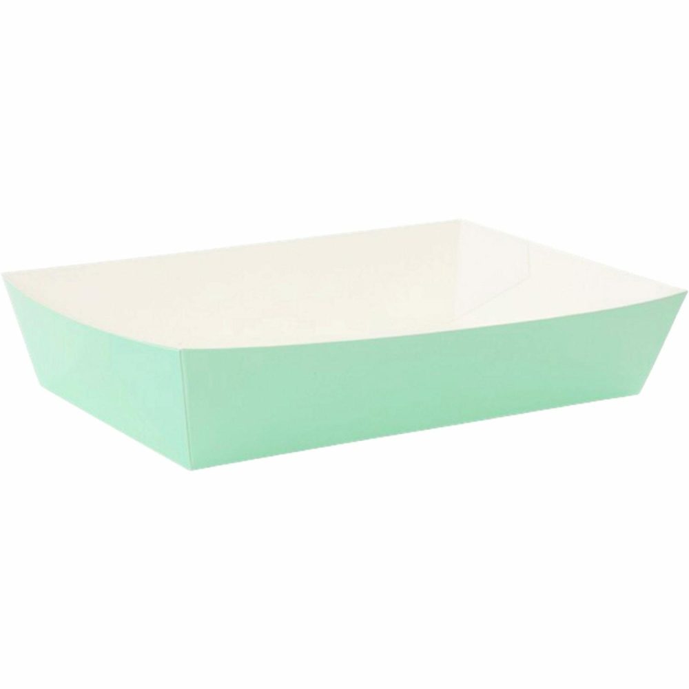 Party Boxes & Containers | Mint Green Paper Food Trays 19Cm X 11Cm (Pack Of 10) Gifts Party Boxes & Containers