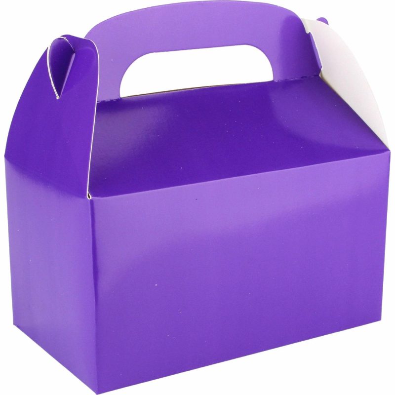 Party Boxes & Containers | Purple Lolly/Treat Boxes With Handle (Pack Of 6) Gifts Party Boxes & Containers