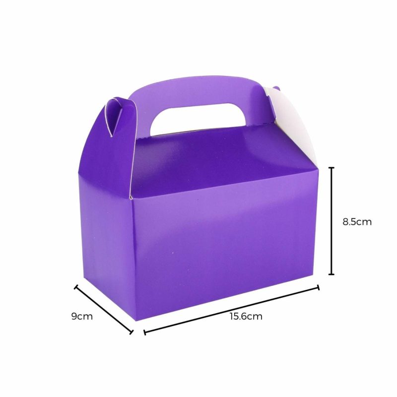 Party Boxes & Containers | Purple Lolly/Treat Boxes With Handle (Pack Of 6) Gifts Party Boxes & Containers