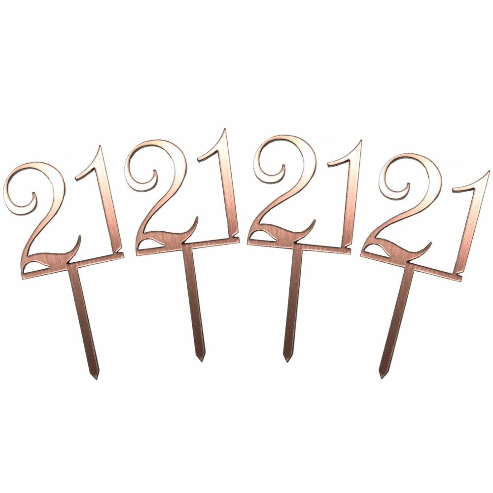 Cake & Cupcake Toppers | Mini 21 Rose Gold Cupcake Toppers (Pack Of 4) Baking & Cake Decorating Cake & Cupcake Toppers