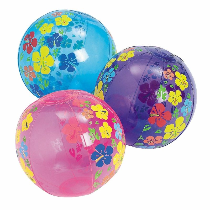 Outdoor Games | Colourful Hibiscus Inflatable Mini Beach Balls (Pack Of 12) Outdoor Games Outdoor Games