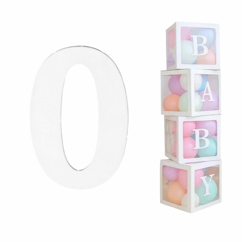 Balloon Boxes & Frames | White Cardboard Number 0 (Pack Of 2) Balloon Boxes & Frames Balloon Boxes & Frames