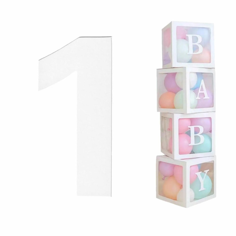 Balloon Boxes & Frames | White Cardboard Number 1 (Pack Of 2) Balloon Boxes & Frames Balloon Boxes & Frames