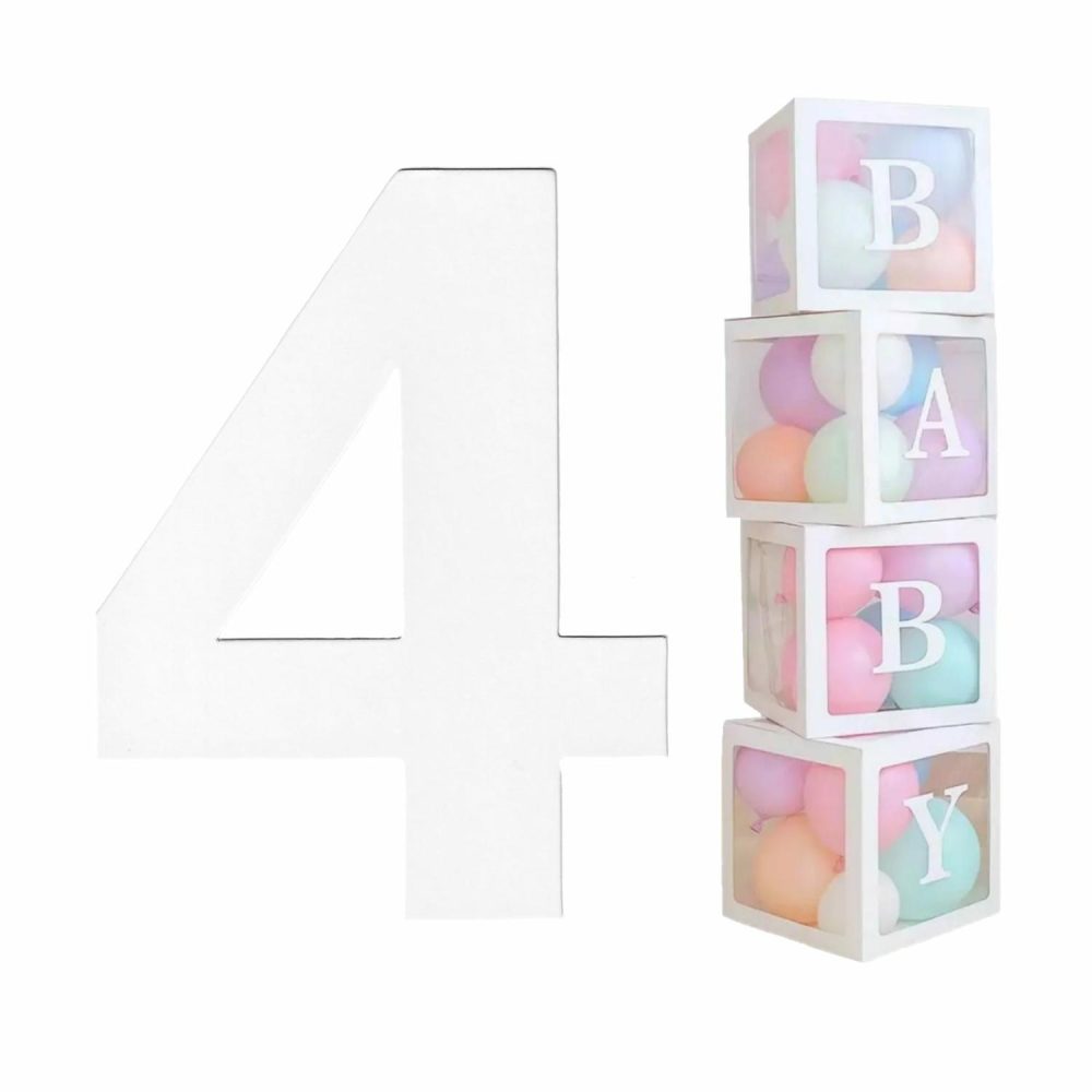 Balloon Boxes & Frames | White Cardboard Number 4 (Pack Of 2) Balloon Boxes & Frames Balloon Boxes & Frames