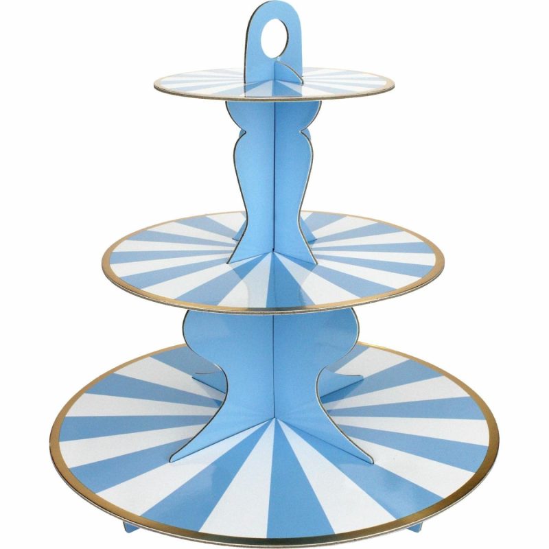 Cake Stands | Blue & White Candy Stripe Cupcake Stand Baking & Cake Decorating Cake Stands