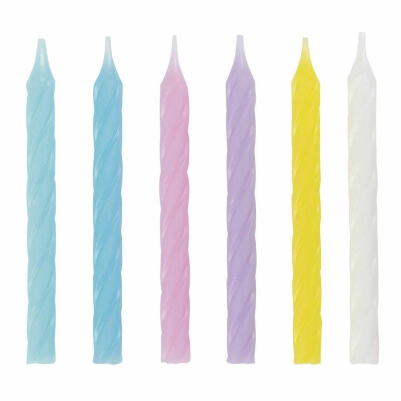 Candles | Assorted Spiral Pastel Candles (Pack Of 24) Baking & Cake Decorating Candles