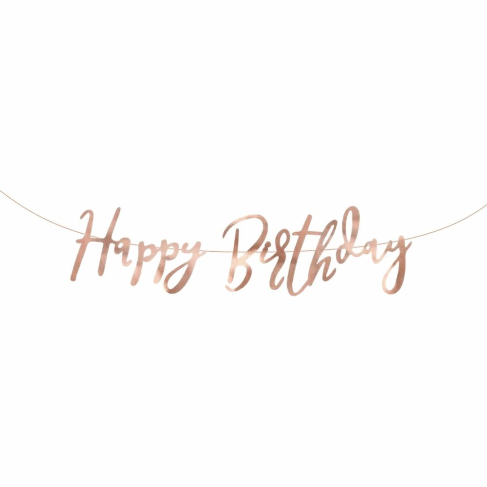 Balloon Styling & Decor | Rose Gold Happy Birthday Letter Banner 62Cm Balloon Styling & Decor Balloon Styling & Decor