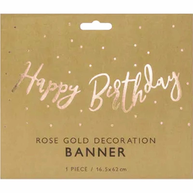 Balloon Styling & Decor | Rose Gold Happy Birthday Letter Banner 62Cm Balloon Styling & Decor Balloon Styling & Decor