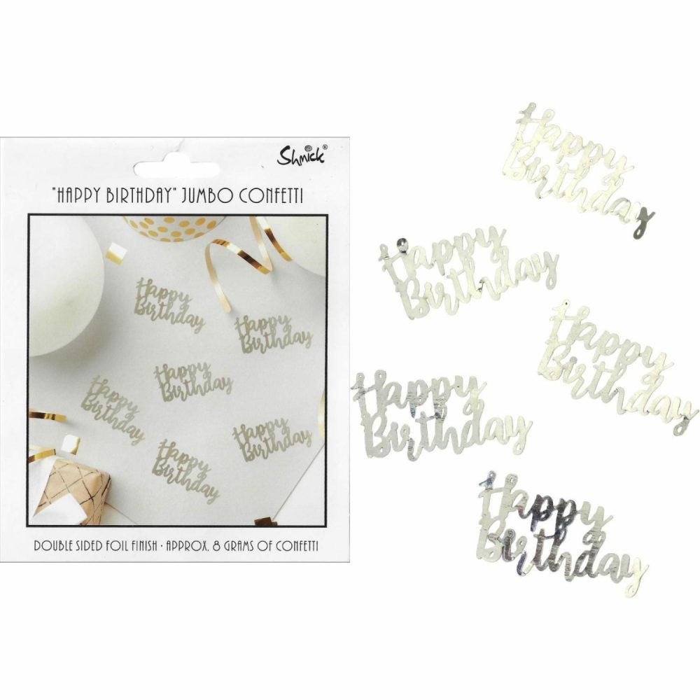 Balloon Styling & Decor | Silver Happy Birthday Jumbo Confetti (8G) Balloon Styling & Decor Balloon Styling & Decor