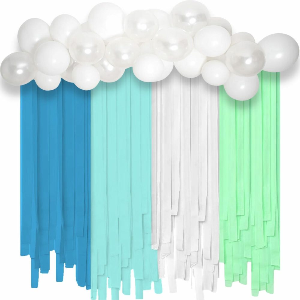 Bouquets, Garlands & Kits | Blue And White Balloon Backdrop Kit With Streamers Balloons Bouquets, Garlands & Kits