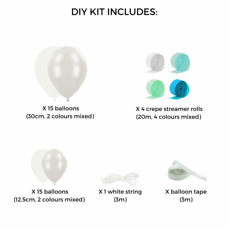 Bouquets, Garlands & Kits | Blue And White Balloon Backdrop Kit With Streamers Balloons Bouquets, Garlands & Kits