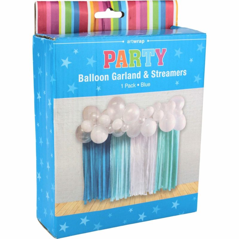 Bouquets, Garlands & Kits | Blue And White Balloon Backdrop Kit With Streamers Balloons Bouquets, Garlands & Kits