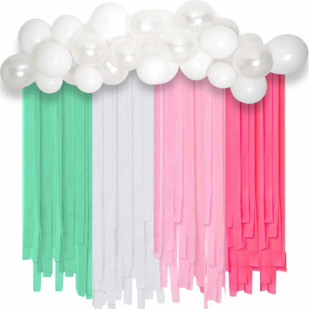 Bouquets, Garlands & Kits | Pink And Green Balloon Backdrop Kit With Streamers Balloons Bouquets, Garlands & Kits