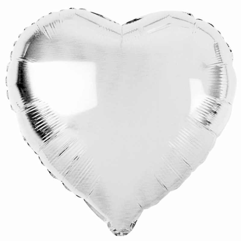 Foil Balloons | Heart Shaped Silver Foil Balloon 45Cm Balloons Foil Balloons