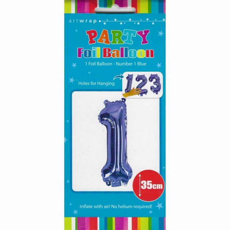 Letters & Numbers | Blue Number 1 Foil Air Fill Balloon 35Cm Balloons Letters & Numbers